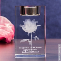 Prezent dla dziewczyny - personalizowany świecznik z różą 3D